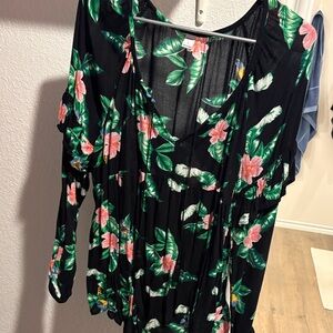 Old Navy Black Floral Blouse